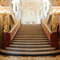 Stairs In Fancy Hall Photography Scenery Backdrop Indoor Theme Banner AKA-803