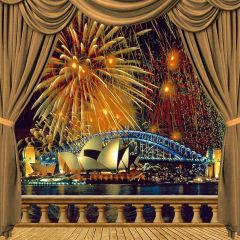 Fireworks In Sydney Photography Scenery Backdrop Balcony Landscape Theme Banner AKA-820