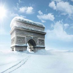 Triumphal Arch In Snow Photography Scenery Backdrop Snow Theme Banner AKA-825
