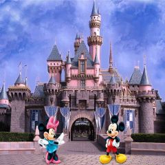 Cartoon Characters And The Castle Photography Scenery Backdrop Architectural Theme Banner AKA-826