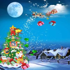Snow-Covered House Photography Scenery Backdrop Christmas Theme Banner AKA-833