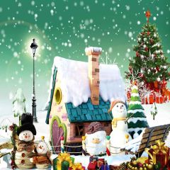 Vivid Snowman Photography Scenery Backdrop Christmas Theme Banner AKA-834