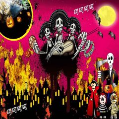 Scary Skeleton Photography Scenery Backdrop Halloween Theme Banner AKA-843