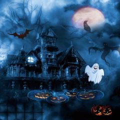 Horrible Night Photography Scenery Backdrop Halloween Theme Banner AKA-844