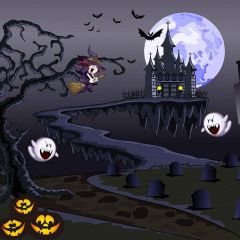 Daunting Animals Photography Scenery Backdrop Halloween Theme Banner AKA-845