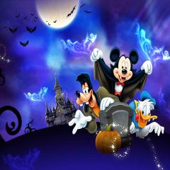Cartoon Characters Photography Scenery Backdrop Halloween Theme Banner AKA-847