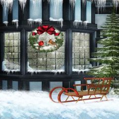 Christmas Wreath Photography Scenery Backdrop Christmas Theme Banner AKA-857