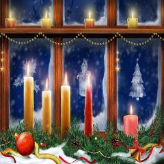 Bright Candlelight Photography Scenery Backdrop Christmas Theme Banner AKA-881