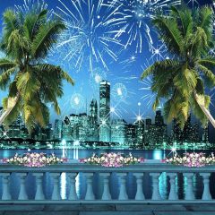 Urban Nightscape Photography Scenery Backdrop Streetscape Theme Banner AKA-884