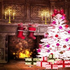 Cute Christmas Stockings Photography Scenery Backdrop Christmas Theme Banner AKA-888