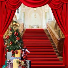 Indoor Stairs Photography Scenery Backdrop Christmas Theme Banner AKA-896
