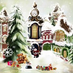 Amiable Santa Claus Photography Scenery Backdrop Christmas Theme Banner AKA-915