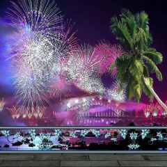 Spectacular Fireworks Photography Scenery Backdrop Festival Celebration Theme Banner AKA-919