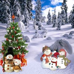Lifelike Snowman Photography Scenery Backdrop Christmas Theme Banner AKA-920