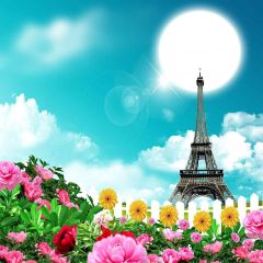 Eiffel Tower Photography Scenery Backdrop Landmark Theme Banner AKA-981