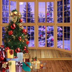 Unique Christmas Tree Photography Scenery Backdrop Christmas Theme Banner AKA-983