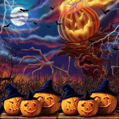 Terrible Pumpkins Photography Scenery Backdrop Halloween Theme Banner AKA-987