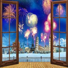 Magnificent Fireworks Photography Scenery Backdrop Festival Celebration Theme Banner AKA-988