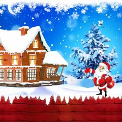 Snow Man House Tree Photography Scenery Backdrop Christmas Theme Banner BCE-003