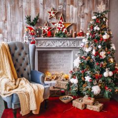 Gift Christmas Tree Sofa Photography Scenery Backdrop Christmas Theme Banner BCE-005