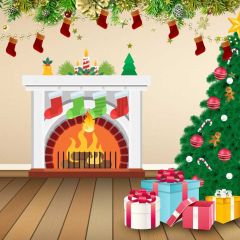 Sock Gift Christmas Tree Photography Scenery Backdrop Christmas Theme Banner BCE-012