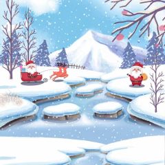 Reindeer Santa Claus Snow Photography Scenery Backdrop Christmas Theme Banner BCE-013