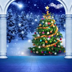 Christmas Tree Gift Snow Photography Scenery Backdrop Christmas Theme Banner BCE-018