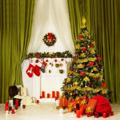 Christmas Tree Gift Curtain Photography Scenery Backdrop Christmas Theme Banner BCE-020
