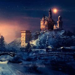 Building Light Snow Photography Scenery Backdrop Christmas Theme Banner BCE-024