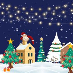 Santa Claus Fir Light Photography Scenery Backdrop Christmas Theme Banner BCE-025