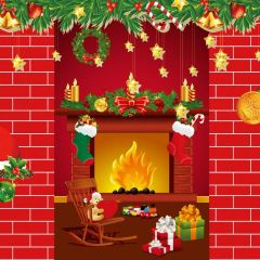 Stove Fire Sock Gift Photography Scenery Backdrop Christmas Theme Banner BCE-028