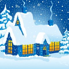Snow House Stovepipe Photography Scenery Backdrop Christmas Theme Banner BCE-029