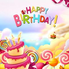 Candle Lollipop Birthday Photography Scenery Backdrop Birthday Party Theme Banner BCE-030