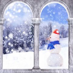 Snow Man Arch Photography Scenery Backdrop Christmas Theme Banner BCE-031