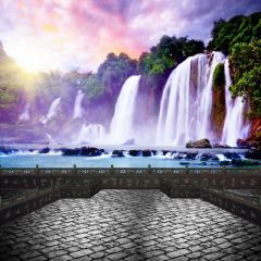Waterfall River Sky Tree Photography Scenery Backdrop Nature Theme Banner BCE-037