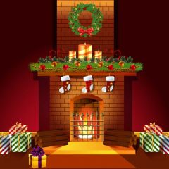 Sock Stove Gift Photography Scenery Backdrop Christmas Theme Banner BCE-043