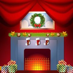 Curtain Sock Fireplace Photography Scenery Backdrop Christmas Theme Banner BCE-049