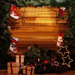 Sock Tree Gift Star Photography Scenery Backdrop Christmas Theme Banner BCE-050