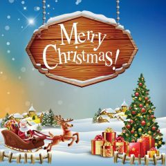 Santa Claus Reindeer Gift Tree Photography Scenery Backdrop Christmas Theme Banner BCE-052