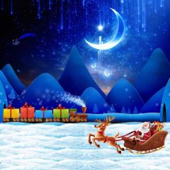 Crisp Moon Reindeer Santa Claus Gift Photography Scenery Backdrop Christmas Theme Banner BCE-053