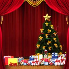 Gift Tree Curtain Photography Scenery Backdrop Christmas Theme Banner BCE-055