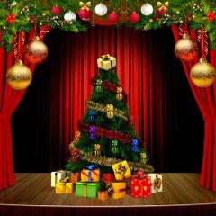 Tree Curtain Gift Photography Scenery Backdrop Christmas Theme Banner BCE-059
