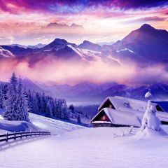 Snow Mountain Photography Scenery Backdrop Snow Theme Banner BCE-064