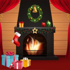 Stove Garland Sock Gift Photography Scenery Backdrop Christmas Theme Banner BCE-067