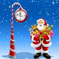 Santa Claus Doll Clock Snowflake Photography Scenery Backdrop Christmas Theme Banner BCE-071