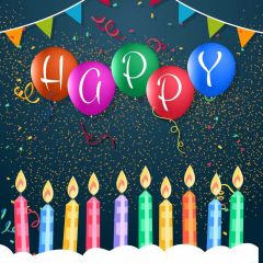 Candle Flag Balloon Photography Scenery Backdrop Birthday Party Theme Banner BCE-075