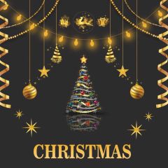 Star Christmas Tree Bell Photography Scenery Backdrop Christmas Theme Banner BCE-076