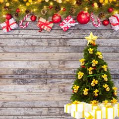 Tree Gift Bell Photography Scenery Backdrop Christmas Theme Banner BCE-087
