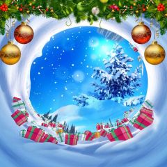 Bell Snow Tree Photography Scenery Backdrop Christmas Theme Banner BCE-089