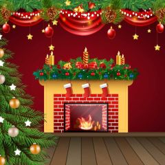 Sock Gift Bell Photography Scenery Backdrop Christmas Theme Banner BCE-090